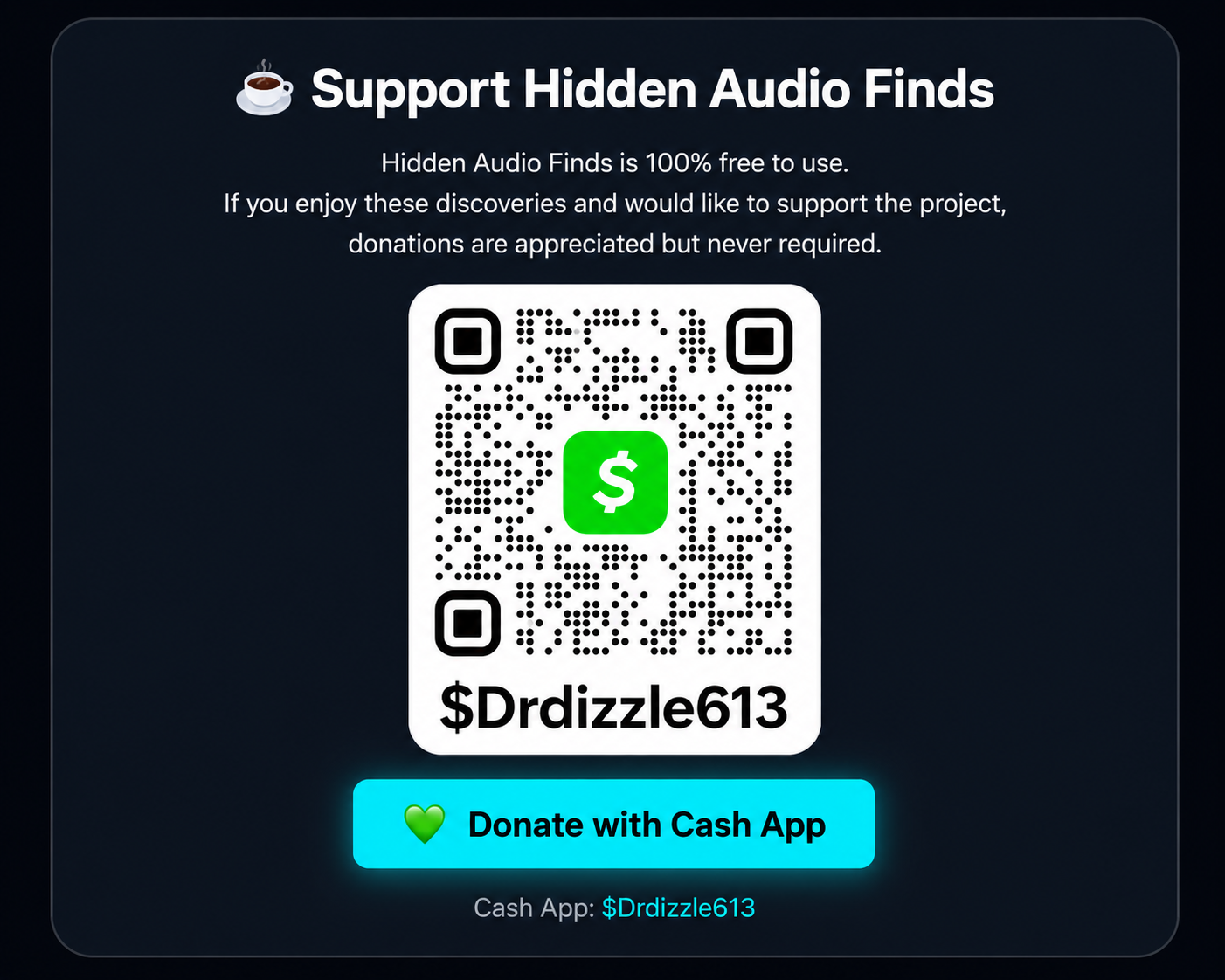 Support Hidden Audio Finds